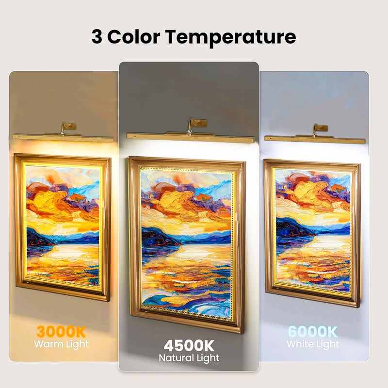 Craftersmark 3 Pack Picture Lights Battery Operated - 24Inch Brass Wireless for Gallery, Museum, Mirror, Picture Frames & Office DÃ©cor - Image 3