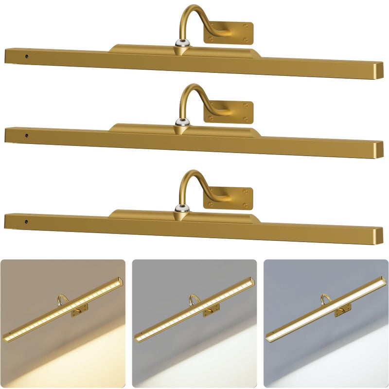 Craftersmark 3 Pack Picture Lights Battery Operated - 24Inch Brass Wireless for Gallery, Museum, Mirror, Picture Frames & Office DÃ©cor - Image 1