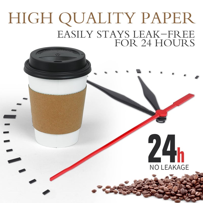 Ginkgo 100 Pack 12 oz Disposable Thickened Paper Coffee Cups with Lids and Sleeves  To Go Hot Coffee Cups  Hot Chocolate  Cocoa and Coffee Bar Supplies - Image 2