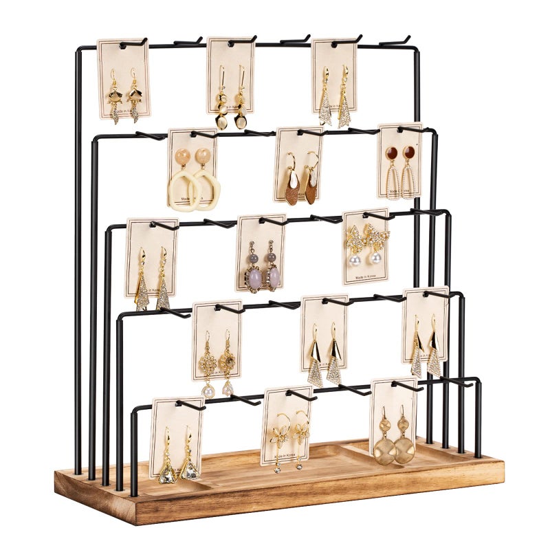 DGWJSU Earring Display Stands for Selling, Earring Rack Display Holder Stand, Jewelry Display for Selling Earring Cards, Bracelets, Hair Accessories, Rings, Necklaces (Rustic Brown, Common Size) - Image 1