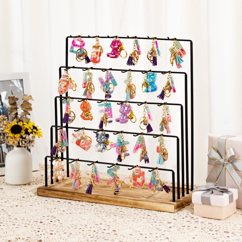 DGWJSU Earring Display Stands for Selling, Earring Rack Display Holder Stand, Jewelry Display for Selling Earring Cards, Bracelets, Hair Accessories, Rings, Necklaces (Rustic Brown, Common Size) - Image 3