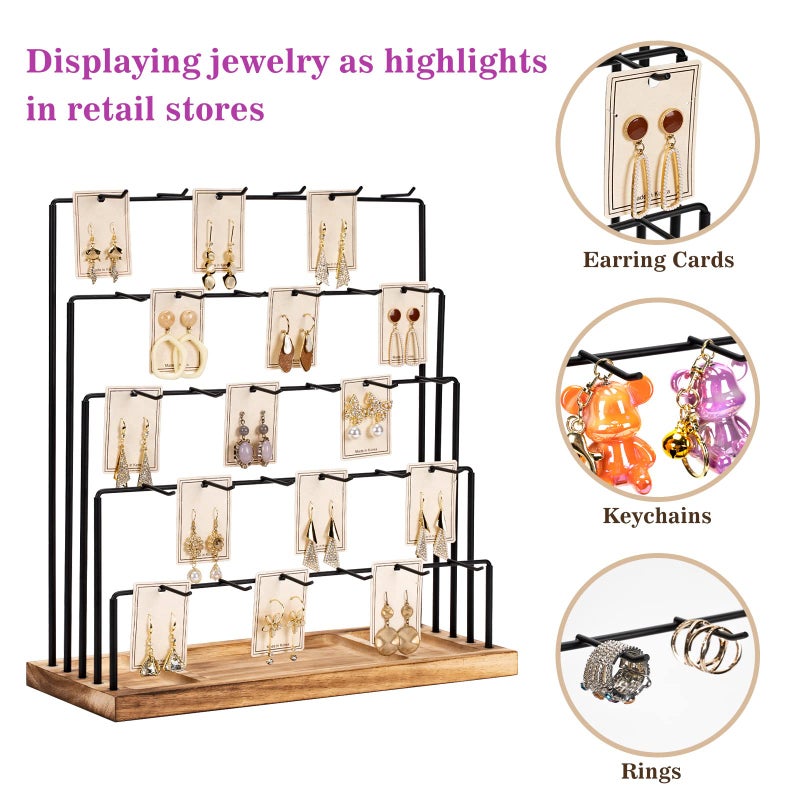 DGWJSU Earring Display Stands for Selling, Earring Rack Display Holder Stand, Jewelry Display for Selling Earring Cards, Bracelets, Hair Accessories, Rings, Necklaces (Rustic Brown, Common Size) - Image 2