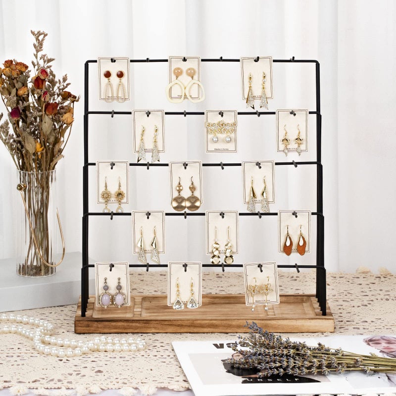 DGWJSU Earring Display Stands for Selling, Earring Rack Display Holder Stand, Jewelry Display for Selling Earring Cards, Bracelets, Hair Accessories, Rings, Necklaces (Rustic Brown, Common Size) - Image 4