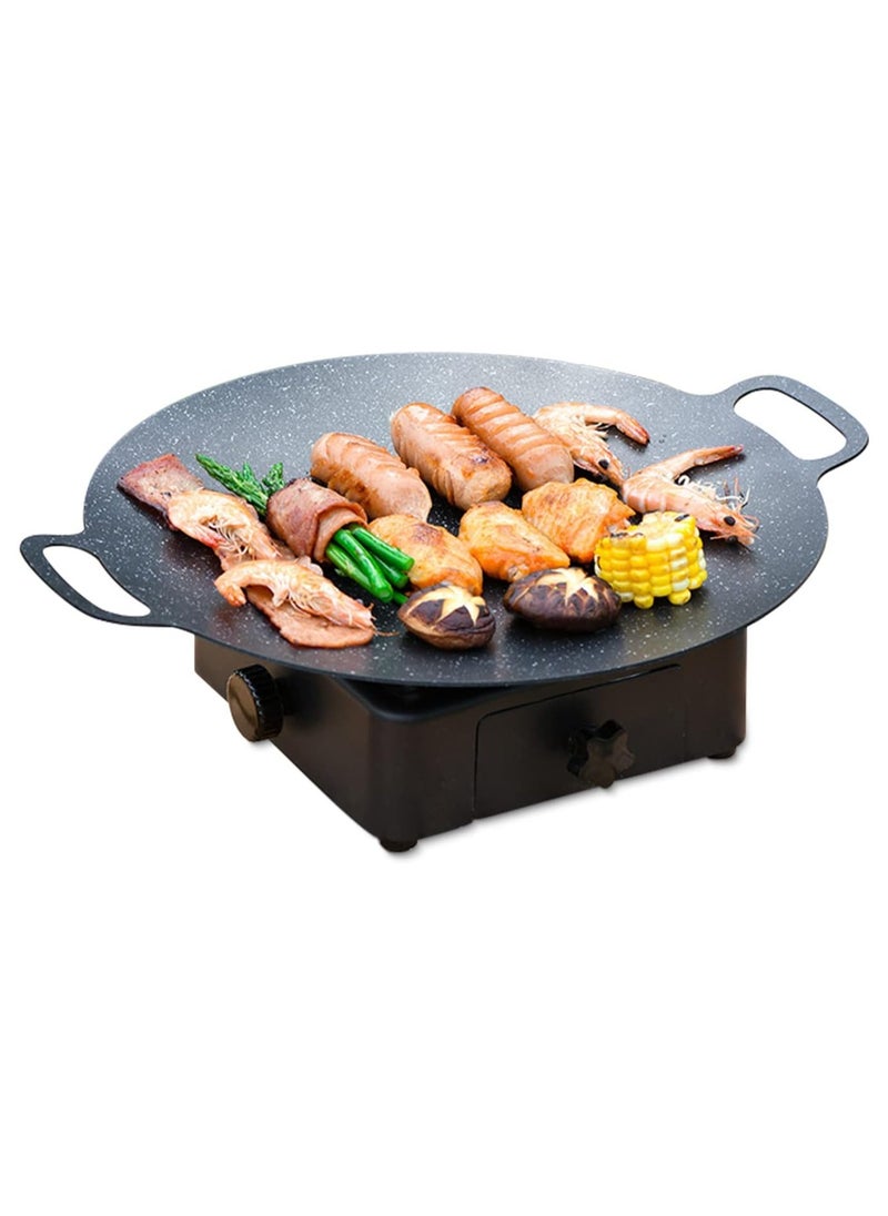 Generic Round Griddle Grill Pan, Nonstick Teppanyaki Pan Aluminum Alloy Korean BBQ Grill Pan for Home Camping Stovetop BBQ Grill Plate for Indoor Outdoor Cooking, Good Thermal Insulation (Universal Type 30cm)  - Image 1