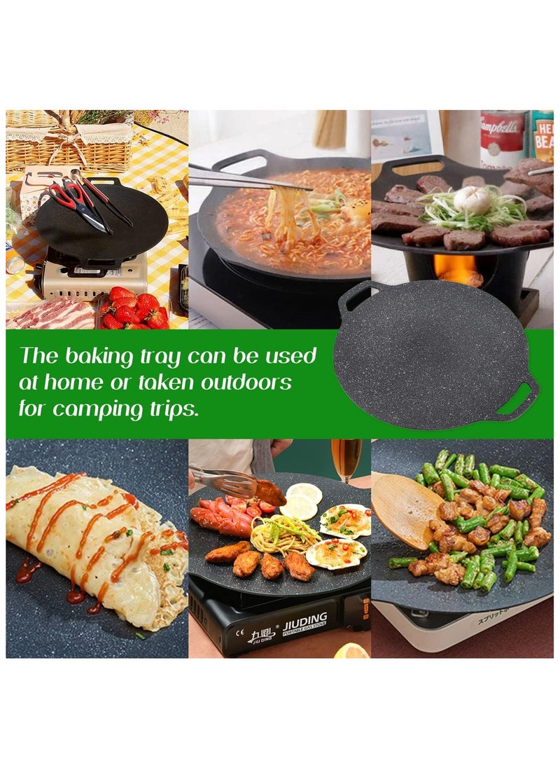 Generic Round Griddle Grill Pan, Nonstick Teppanyaki Pan Aluminum Alloy Korean BBQ Grill Pan for Home Camping Stovetop BBQ Grill Plate for Indoor Outdoor Cooking, Good Thermal Insulation (Universal Type 30cm)  - Image 4