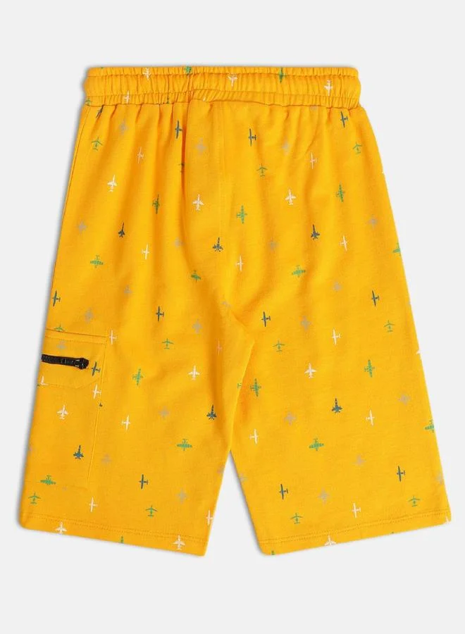 MINIKLUB Boys Cotton Knitted Shorts with Airplane Print