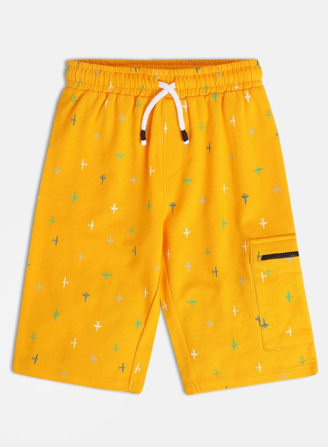 MINIKLUB Boys Cotton Knitted Shorts with Airplane Print - Image 1