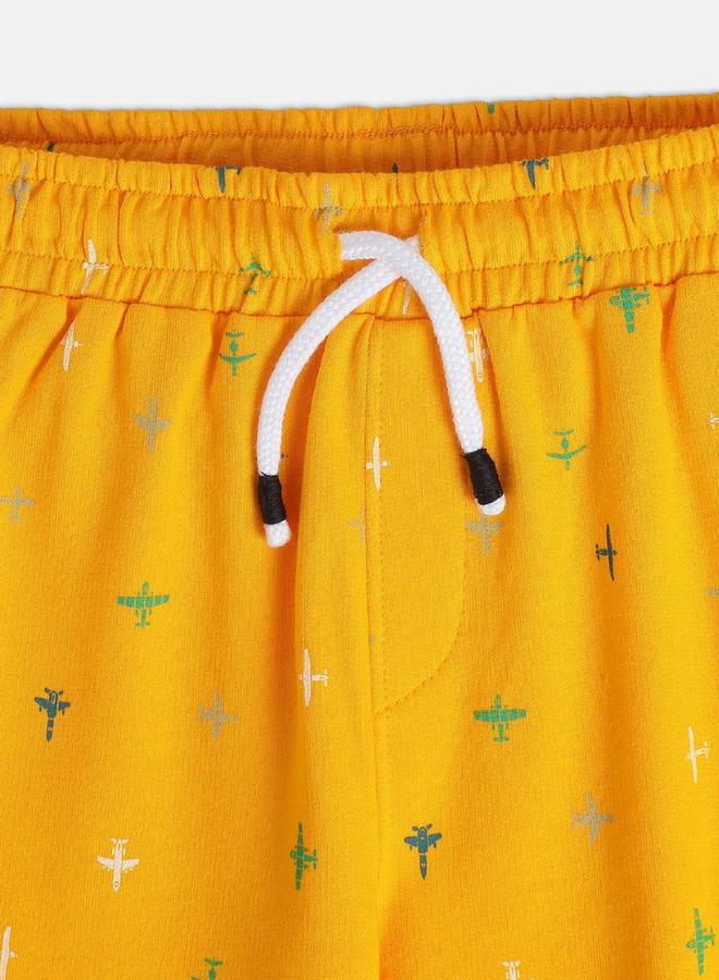 MINIKLUB Boys Cotton Knitted Shorts with Airplane Print - Image 3
