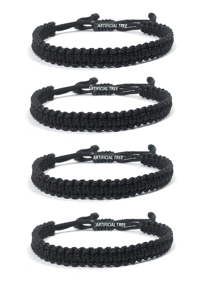 ARTIFICIAL TREE Handmade Nazar Black Thread Bracelet Adjustable Wristband Friendship Band for Women & Men | Set of 4 | Stylish Protection Bracelets (AT GIRLS BRCT 010) - Image 1