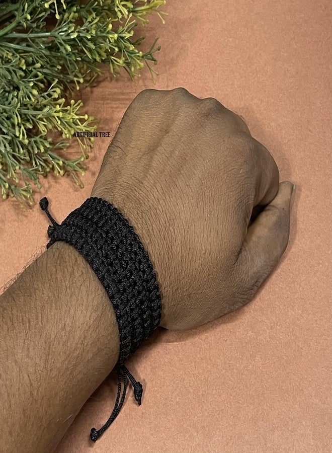 ARTIFICIAL TREE Handmade Nazar Black Thread Bracelet Adjustable Wristband Friendship Band for Women & Men | Set of 4 | Stylish Protection Bracelets (AT GIRLS BRCT 010) - Image 3