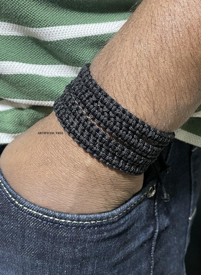 ARTIFICIAL TREE Handmade Nazar Black Thread Bracelet Adjustable Wristband Friendship Band for Women & Men | Set of 4 | Stylish Protection Bracelets (AT GIRLS BRCT 010) - Image 4