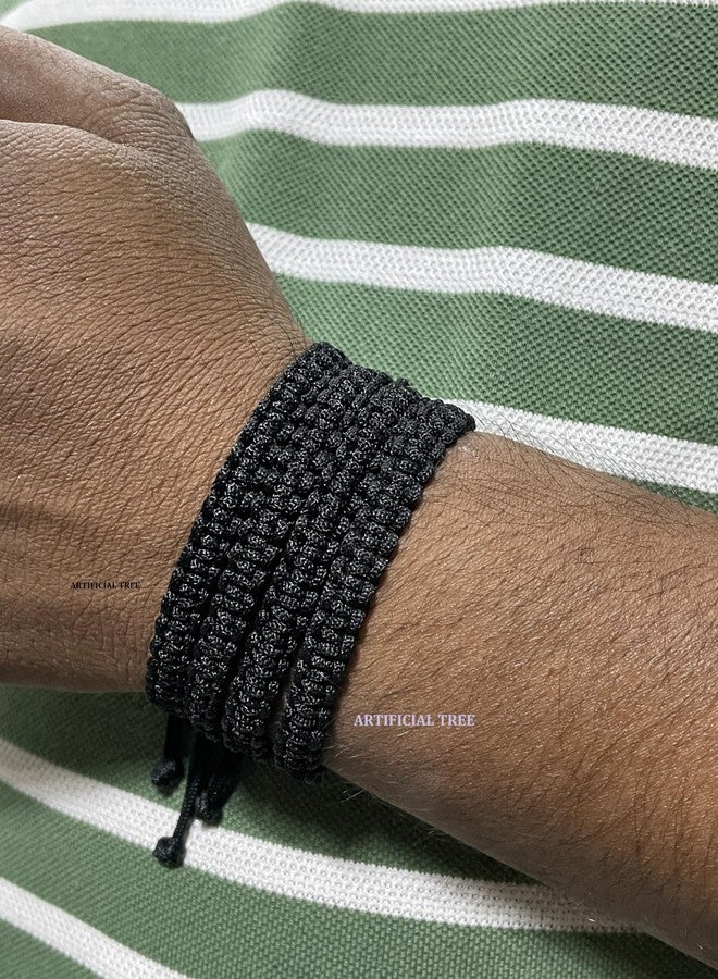 ARTIFICIAL TREE Handmade Nazar Black Thread Bracelet Adjustable Wristband Friendship Band for Women & Men | Set of 4 | Stylish Protection Bracelets (AT GIRLS BRCT 010) - Image 5