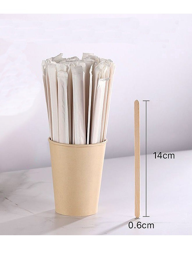100 Pcs Wooden Coffee Mixing Stick,Disposable Mixing Sticks,Suitable For Coffee And Cocktails, Made Of Natural Birch Wood, Environmentally Friendly, BPA Free Beverage Stick (14cm)  - Image 2
