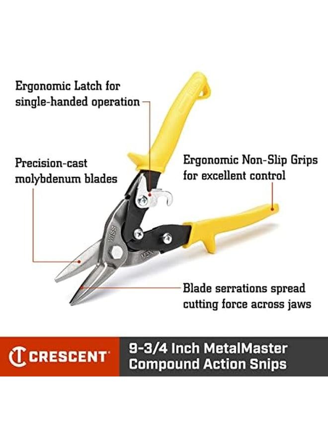 Crescent 9 3 4 Inch Metalmaster Compound Action Snips Straight Left And Right Cut M3R - Image 2