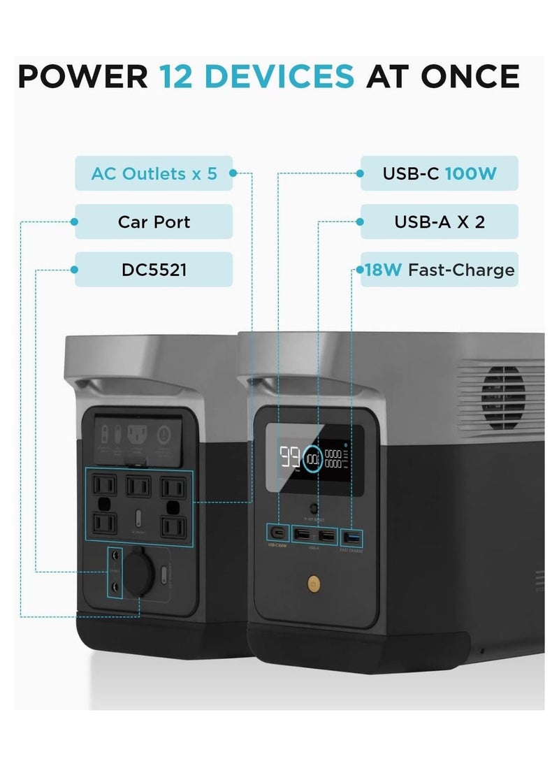 EF ECOFLOW Portable Power Station DELTA Mini, 882Wh Capacity, Solar Powered Generator for Outdoor, Emergency, Home Backup, RV(Solar Panel Not Included)