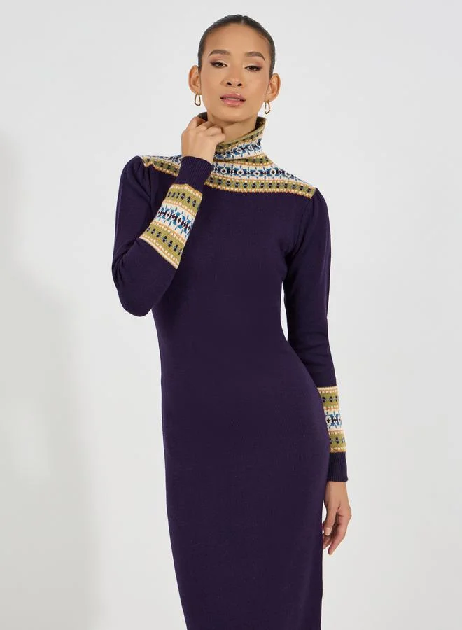Styli Fair Isle Midi Dress
