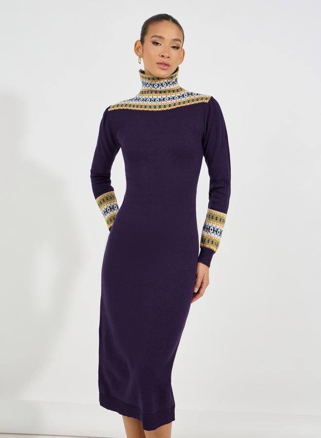 Styli Fair Isle Midi Dress  - Image 2