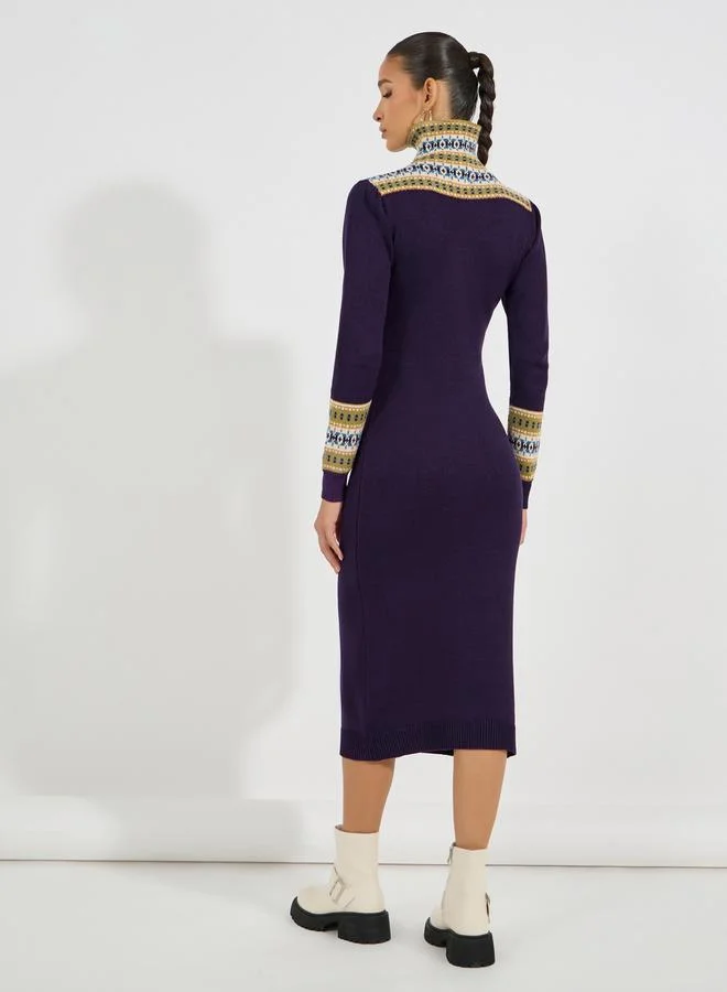 Styli Fair Isle Midi Dress