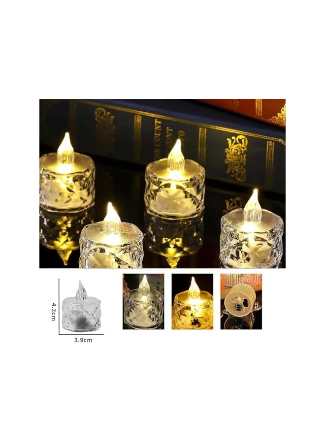 The Bros Led Tea Light 12 Pack, Battery Flameless Tealights, Crystal Night Light, Fake Candles for Seasonal & Festival Celebration, Wedding Decor, Votive Electric Candle for Ramadan/Eid - Image 5