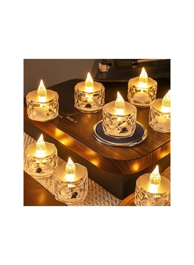 The Bros Led Tea Light 12 Pack, Battery Flameless Tealights, Crystal Night Light, Fake Candles for Seasonal & Festival Celebration, Wedding Decor, Votive Electric Candle for Ramadan/Eid - Image 4