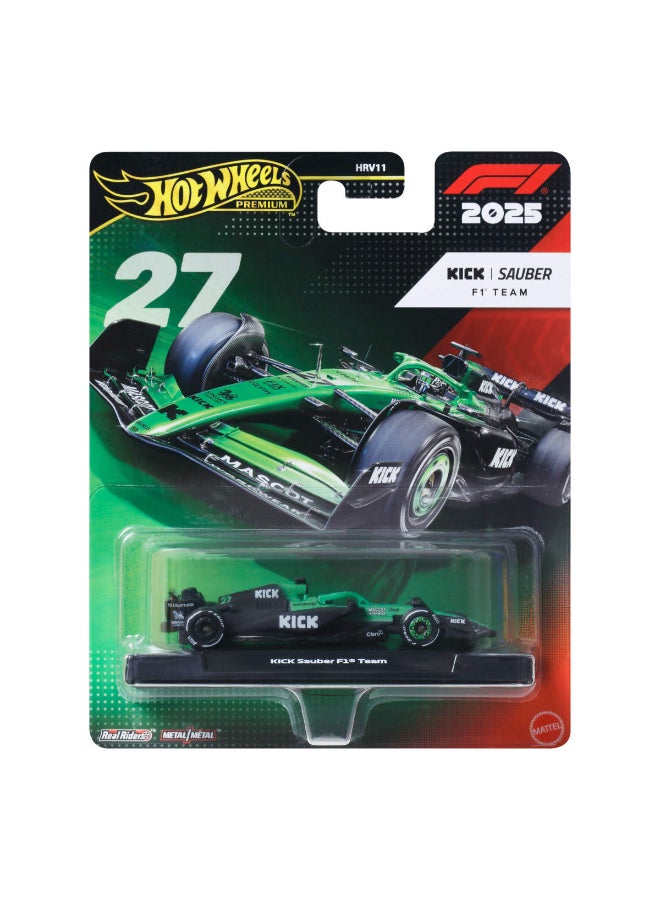 Hot Wheels 1:64 Scale Premium Die-Cast Formula 1® Collectible Toy Race Car with Real Riders Tires & Metal/Metal Body & Chassis - Image 1