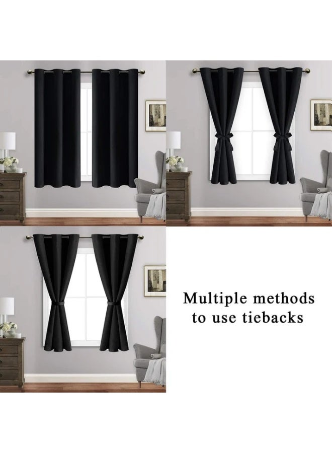 Blackout Curtains with Tiebacks - Thermal Insulated, Light Blocking and Noise Reducing Grommet Curtain Drapes for Bedroom and Living Room, Set of 2 Panels, 175W x 250L CM Black - Image 1