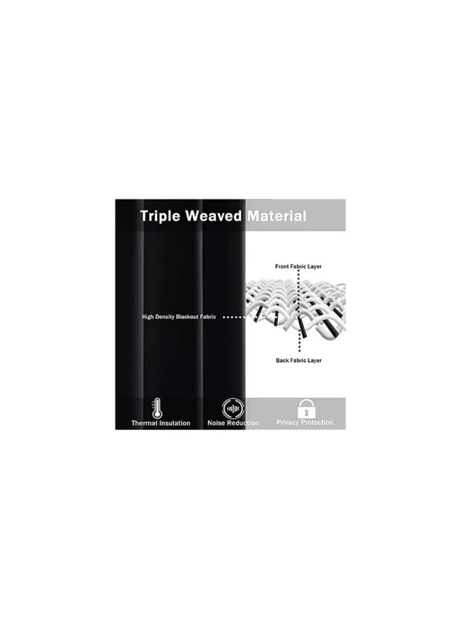 Blackout Curtains with Tiebacks - Thermal Insulated, Light Blocking and Noise Reducing Grommet Curtain Drapes for Bedroom and Living Room, Set of 2 Panels, 175W x 250L CM Black - Image 2