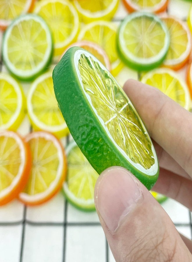 Lorigun 30pcs Fake Lemon Slice Garnish Artificial Fruit Faux Food House Bar Decoration Cocktail Party Arrangement(Red Green Yellow,Each Color 10Pcs) - Image 3
