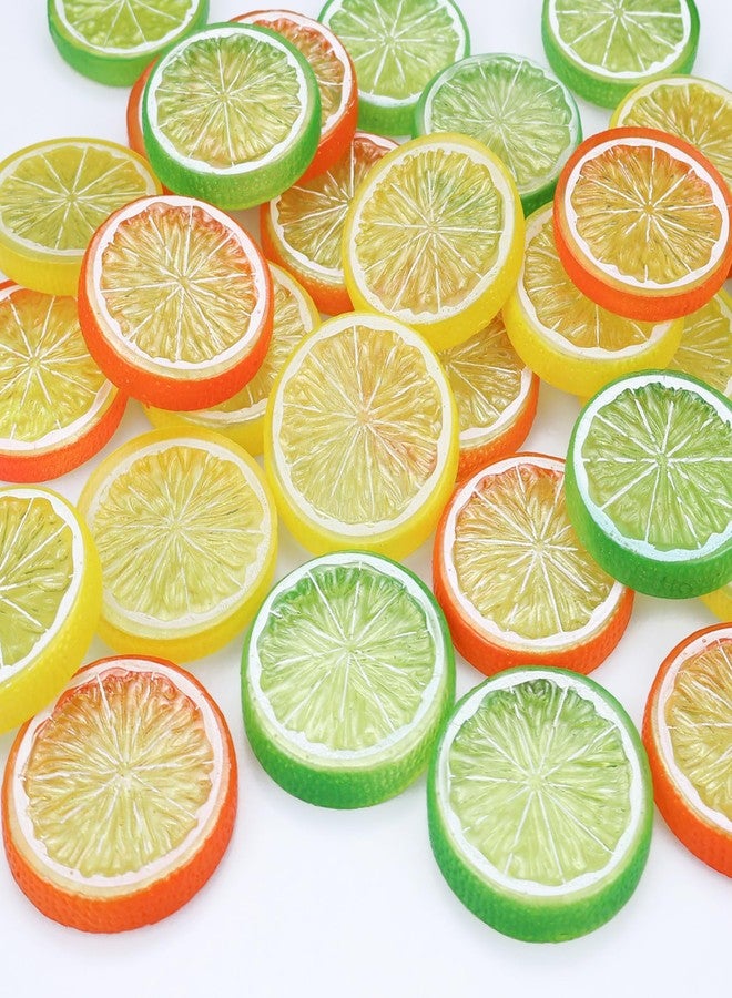 Lorigun 30pcs Fake Lemon Slice Garnish Artificial Fruit Faux Food House Bar Decoration Cocktail Party Arrangement(Red Green Yellow,Each Color 10Pcs) - Image 1
