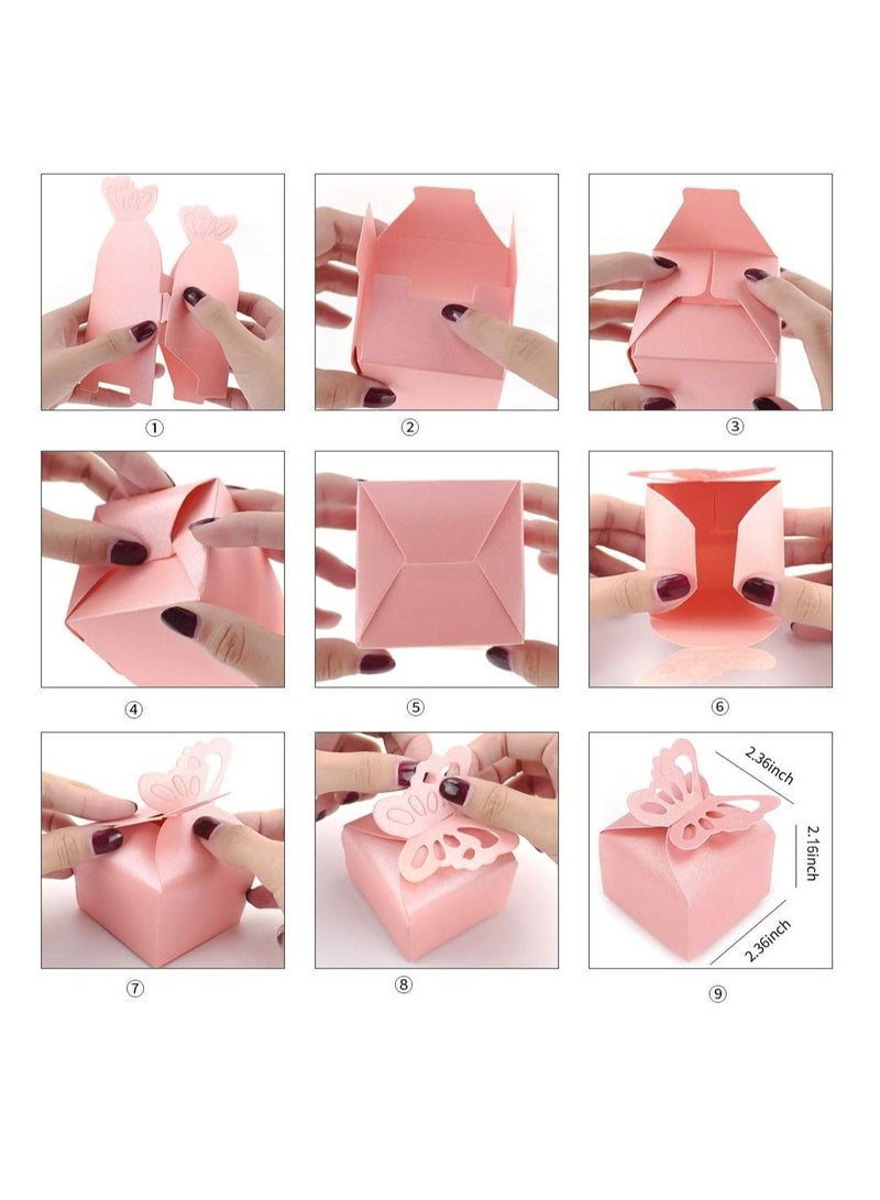 Captaintech 50pcs Purple Butterfly Favor Boxes,  Peal-gloss Decoration Gift Box, Butterfly Candy Box Decoration Party Birthday  Wedding Small Gift Boxes, Purple(2.4 X 2.4 X 2.2 Inch) - Image 5