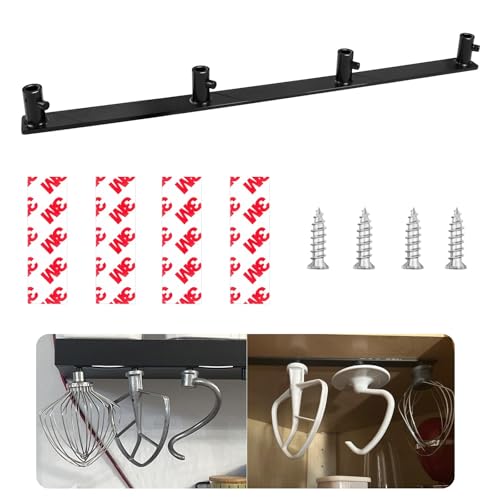 WFCYX Plastic Stand Mixer Attachment Holder Compatible With Kitchenaid Mixer Accessories, Organize Flat Paddle Beater, Wire Whisk, Dough Hook Attachments, Space Saver for Wall or Below Cabinets,1 Pcs Black - Image 1