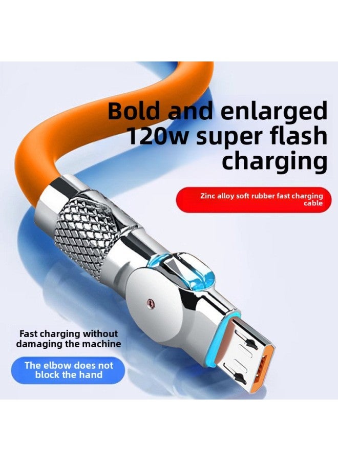 كابل بيانات Bold Rotating 120W Super Fast Charging Android Type-c لخط شحن Huawei Glory 6A عبر الحدود النموذج: Android Ladder Type [برتقالي / 1 متر] راكب دوار 180 درجة - Image 1