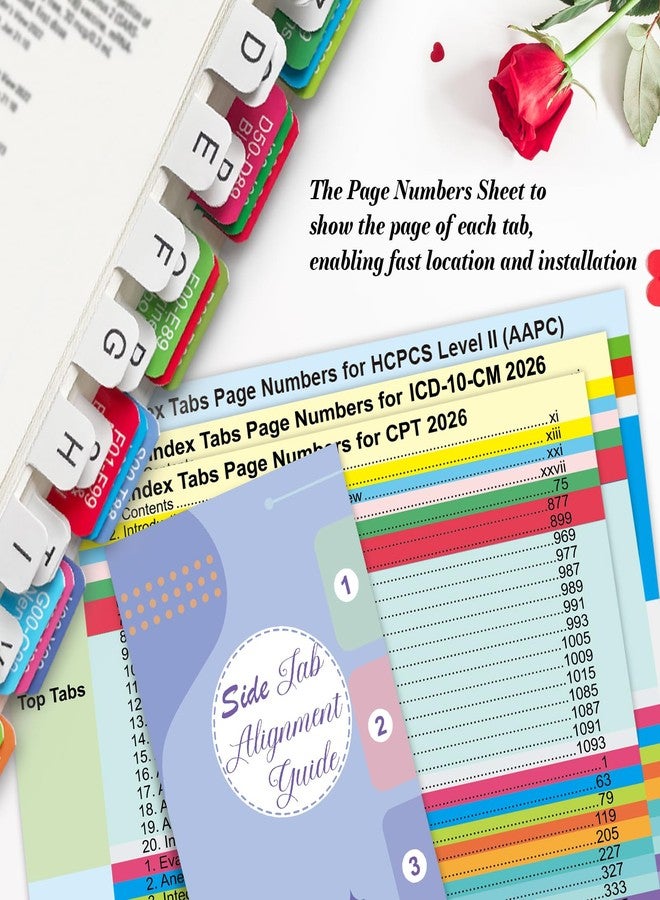 Ubenic Index Tabs for CPT, AAPC Version ICD-10-CM & HCPCS Level II 2026, 3 Set Bundle, Complete Book Tabs Set (Book not Included), Color-Coded with Code Ranges, Laminated & Waterproof & Repositionable - Image 3