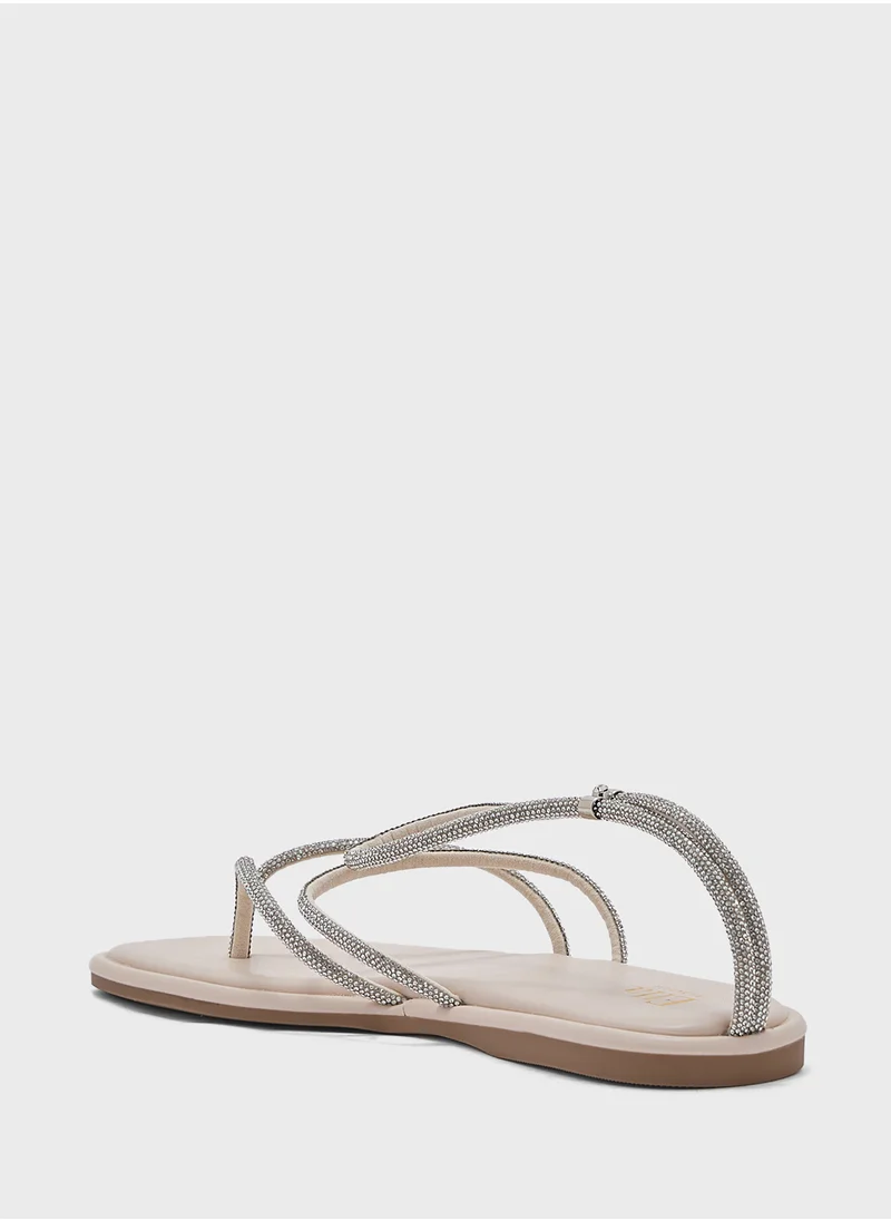 ايلا Diamante Ankle Strap Flat Sandal