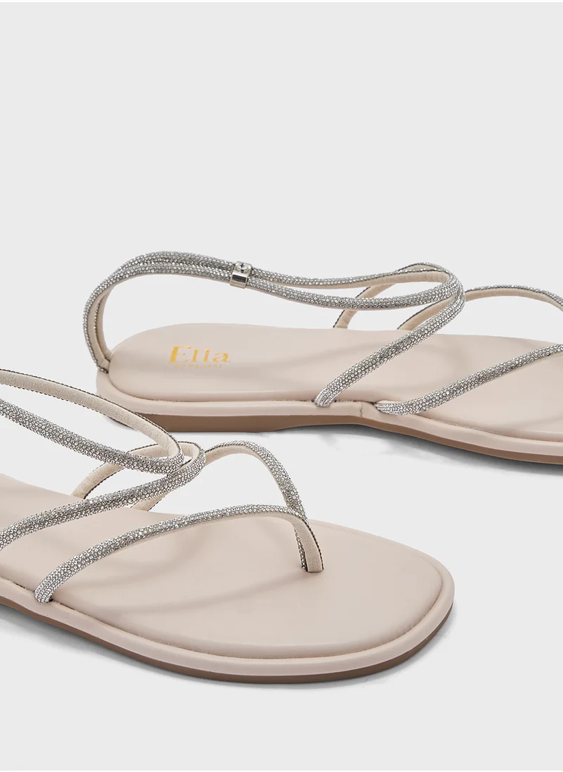 ايلا Diamante Ankle Strap Flat Sandal