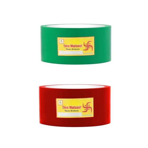 TREE MAISON CORONATING HOMES Vastu Green - Red Tape | Size - 2 Inch (48 mm) Approx | Length- 20 Meter (Approx) | Vastu Tape Remedy for Toilet | Vastu Tape for Main Door Entrance | Pack of 2 - Image 1