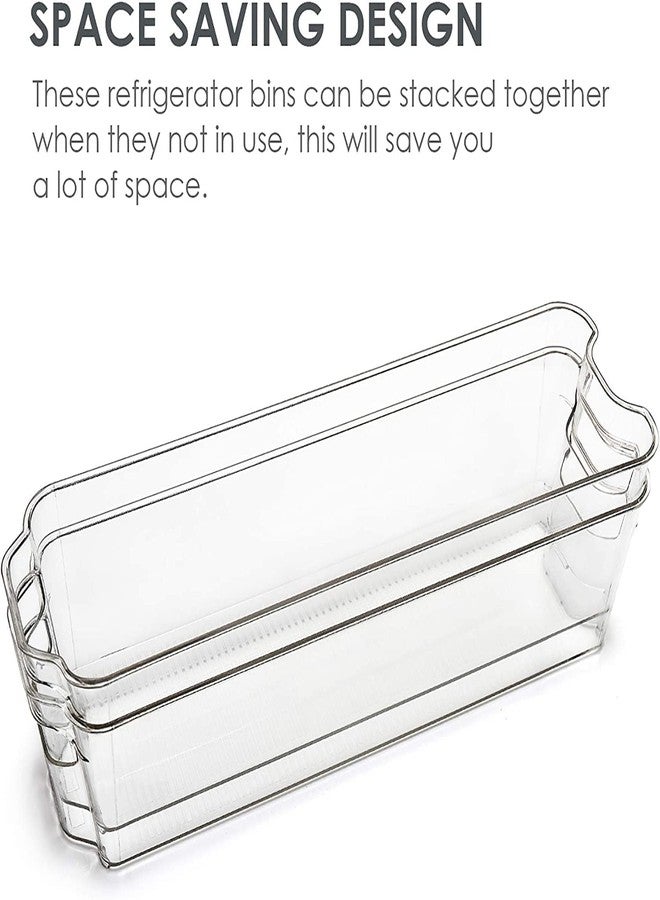 Zeinwap Food Storage Container with Handle Stackable Acrylic Fridge Organizer Sturdy Pantry And Refrigerator Storage Bins With Handles Fridge Containers (Narrow) | Pack of 2 - Image 3