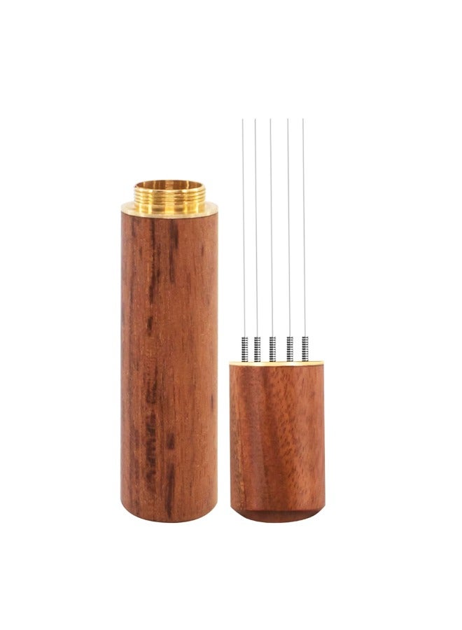Espresso Distribution Tool 5 Needles with Natural Rosewood Wood Handle and Base Espresso Coffee Stirrer for Espresso Enthusiast  - Image 1