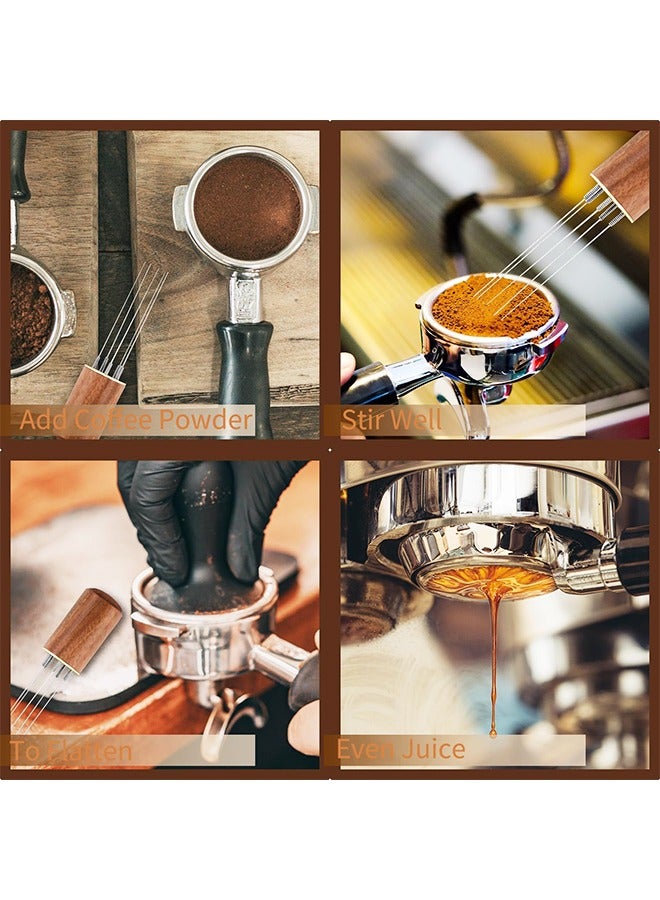 Espresso Distribution Tool 5 Needles with Natural Rosewood Wood Handle and Base Espresso Coffee Stirrer for Espresso Enthusiast  - Image 5