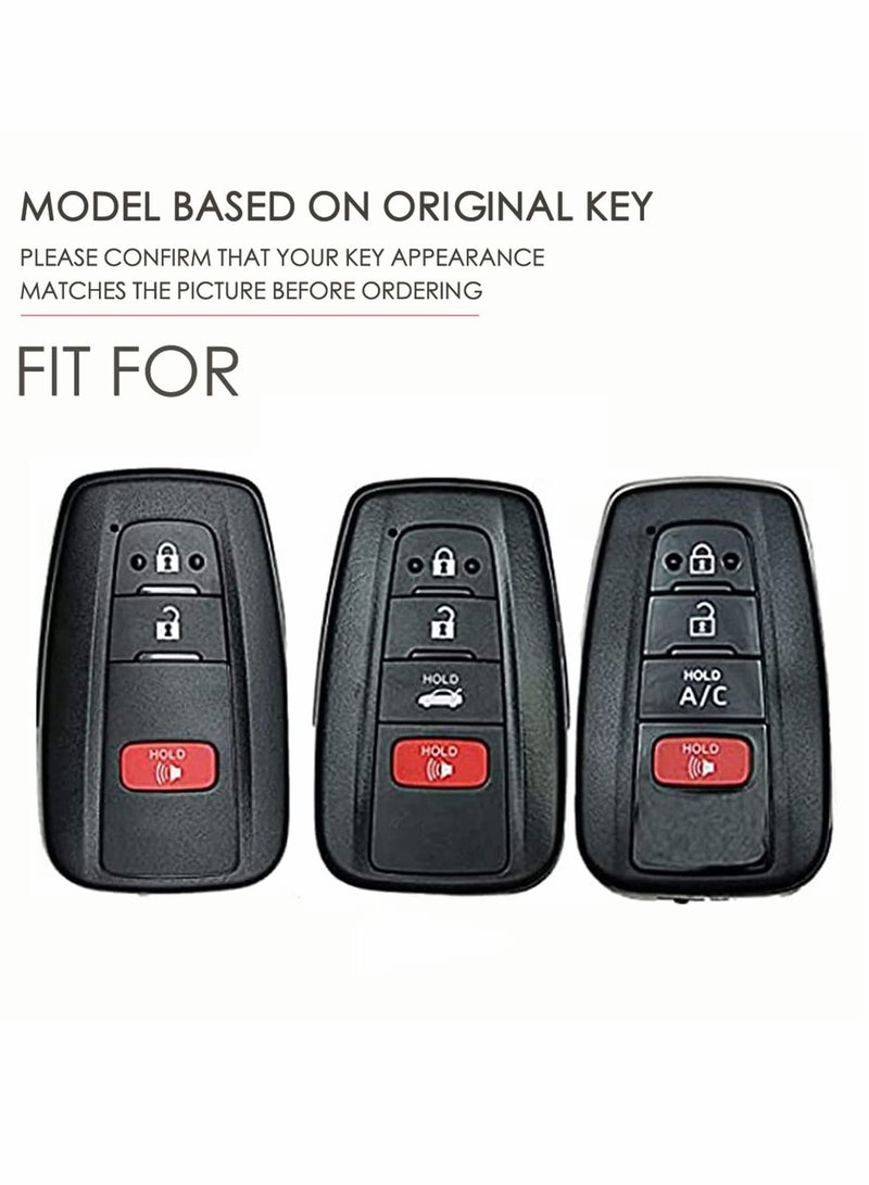 Leather Car Key Case for Toyota RAV4, Handmade with Fob Compatible Highlander Camry Corolla Avalon C-HR Prius GT86 (Blue) - Image 5