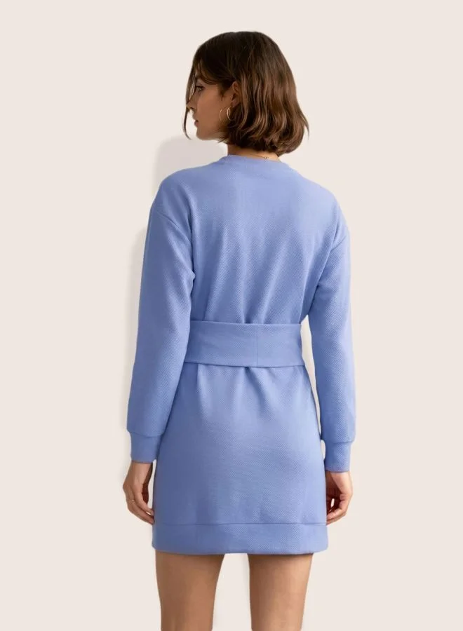 Freehand  Women Relaxed Fit Solid Crew Neck Long Sleeve Sweat Dress for Women | Best Price UAE