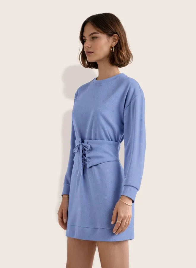 Freehand  Women Relaxed Fit Solid Crew Neck Long Sleeve Sweat Dress for Women | Best Price UAE