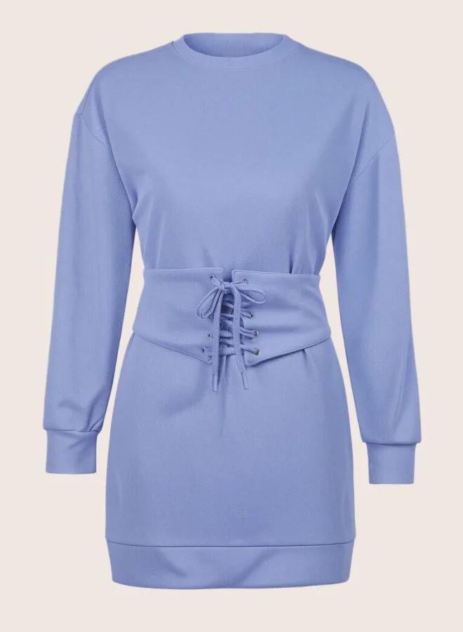 Freehand  Women Relaxed Fit Solid Crew Neck Long Sleeve Sweat Dress for Women | Best Price UAE