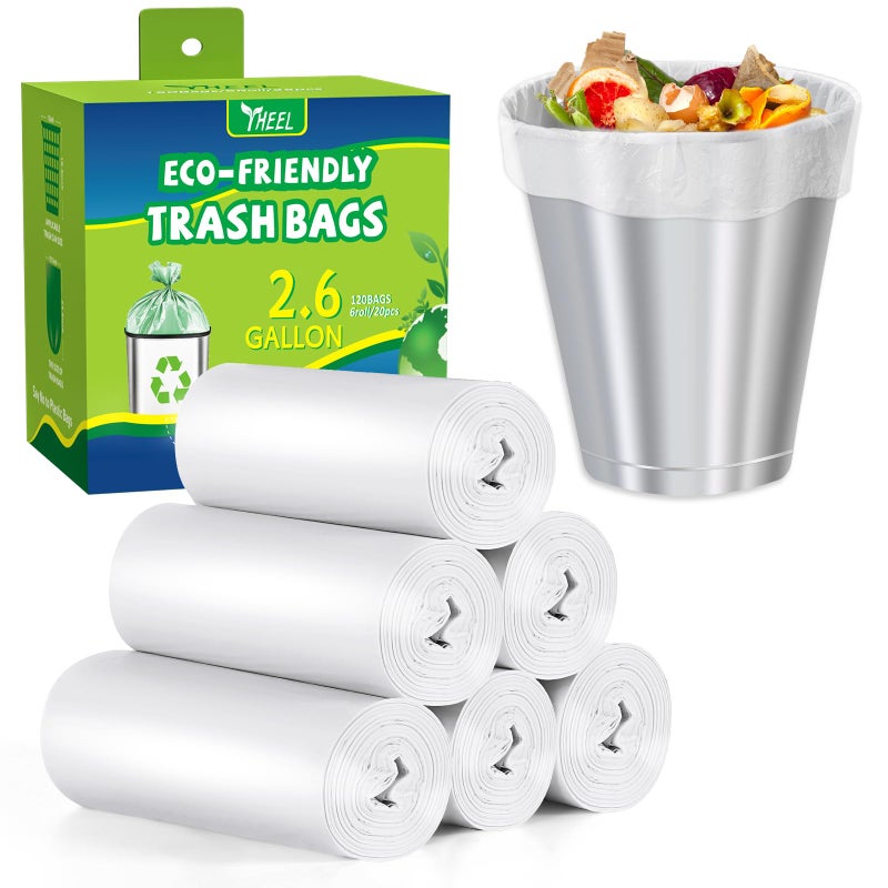 26Gallon Small Trash bags Clear Bathroom Trash Bags Small Garbage Bags for Bathroom Bedroom Office  10L Mini TrashCanLiners 120 counts