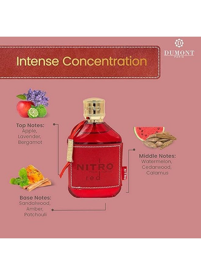 مومونت Dumont NITRO RED - 3.4oz - Eau De Parfum - عطر فاخر للرجال - عطر الفاكهة والخشبية والزهرية والذكورية - عطر كولونيا طويل الأمد ورذاذ الجسم - له - Image 4