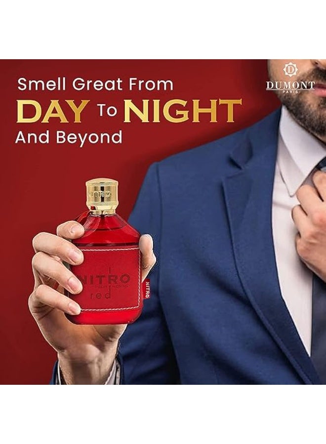 مومونت Dumont NITRO RED - 3.4oz - Eau De Parfum - عطر فاخر للرجال - عطر الفاكهة والخشبية والزهرية والذكورية - عطر كولونيا طويل الأمد ورذاذ الجسم - له - Image 3