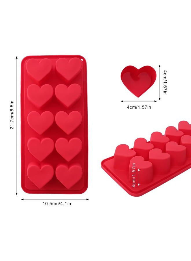 Gvhntk 3 Pcs Heart Shaped Ice Cube Trays 10-Cavity Heart Shaped Silicone Molds Pink Red Heart Ice Cube Molds for Ice Cubes, Candy, Chocolate, Cocktails, Whiskey, Candle - Image 4