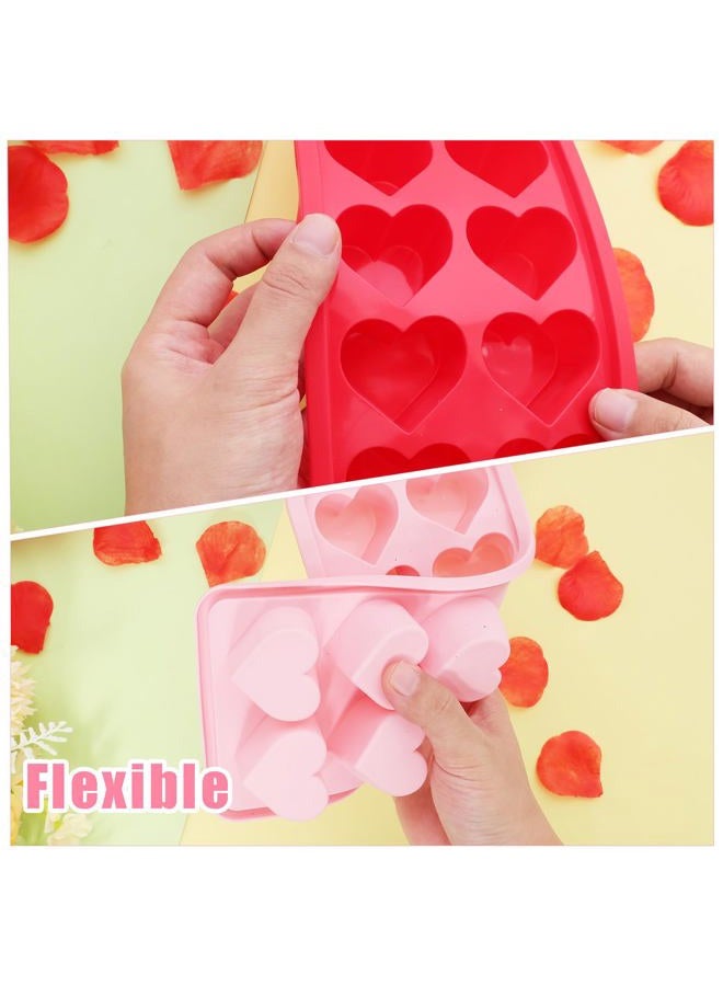 Gvhntk 3 Pcs Heart Shaped Ice Cube Trays 10-Cavity Heart Shaped Silicone Molds Pink Red Heart Ice Cube Molds for Ice Cubes, Candy, Chocolate, Cocktails, Whiskey, Candle - Image 3