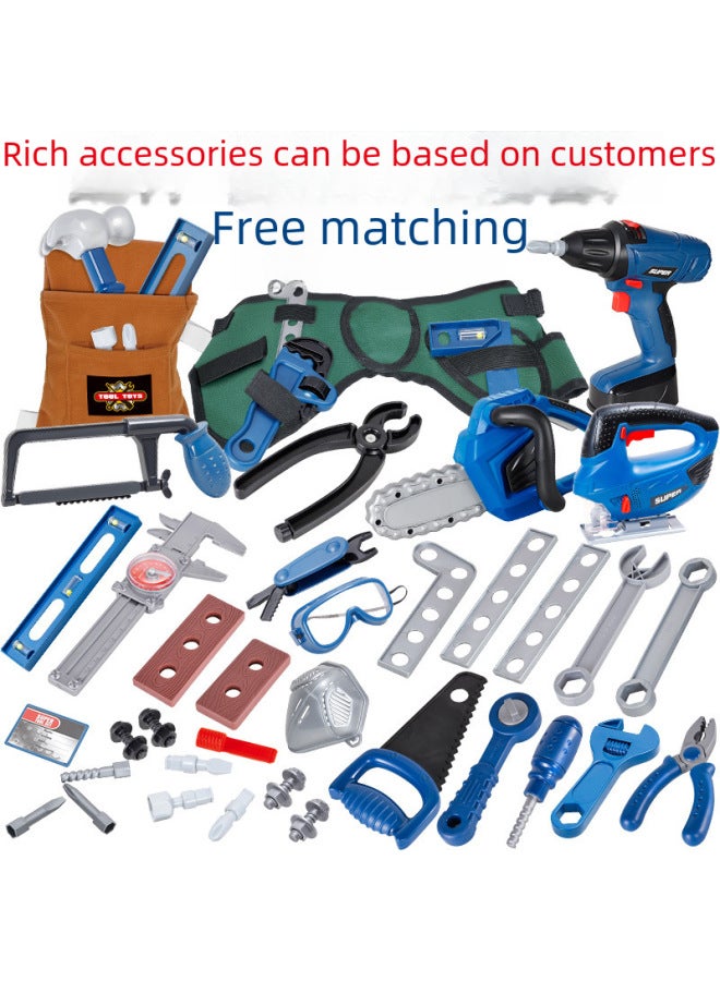 Special Simulation Maintenance Tool Toy Storage Combination Backpack Electric Screwdriver Bag Set Toys-Color:STGJ02A Cyan Waist Pack [configuration As Shown In Figure]] - Image 2