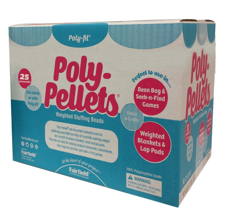 Fairfield Fairfield PolyFil PolyPellets Premium Polyester Weighted Stuffing Beads Stuffing for Stuffed Animals Toys Bean Bags Weighted Blankets and More 25 lbs Box 